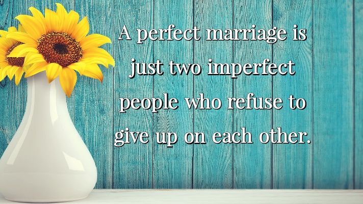 A perfect marriage is just two imperfect people who refuse to give up on each other